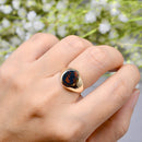 Vintage 1970s Small Bloodstone 9ct Yellow Gold Signet Ring
