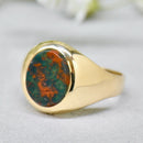 Vintage 1970s Small Bloodstone 9ct Yellow Gold Signet Ring