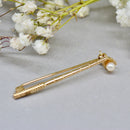 Vintage 1980s Pearl Set 9ct Yellow Gold Golf Brooch Boxed