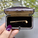 Vintage 1980s Pearl Set 9ct Yellow Gold Golf Brooch Boxed
