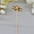 Vintage Old-Cut No Heat Blue Sapphire 15ct/9ct Yellow Gold Stick Pin/Lapel Pin/Tie Pin Boxed