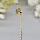 Vintage Old-Cut No Heat Blue Sapphire 15ct/9ct Yellow Gold Stick Pin/Lapel Pin/Tie Pin Boxed