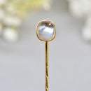 Antique Victorian 9ct Gold Moonstone Cabochon Stick Pin/Lapel Pin/Tie Pin