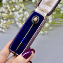 Antique Victorian 15ct/9ct Gold Banded Agate & Seed Pearl Star Stick Pin/Lapel Pin/Tie Pin Boxed