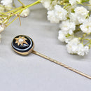 Antique Victorian 15ct/9ct Gold Banded Agate & Seed Pearl Star Stick Pin/Lapel Pin/Tie Pin Boxed