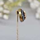 Antique Victorian 15ct/9ct Gold Banded Agate & Seed Pearl Star Stick Pin/Lapel Pin/Tie Pin Boxed