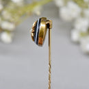 Antique Victorian 15ct/9ct Gold Banded Agate & Seed Pearl Star Stick Pin/Lapel Pin/Tie Pin Boxed