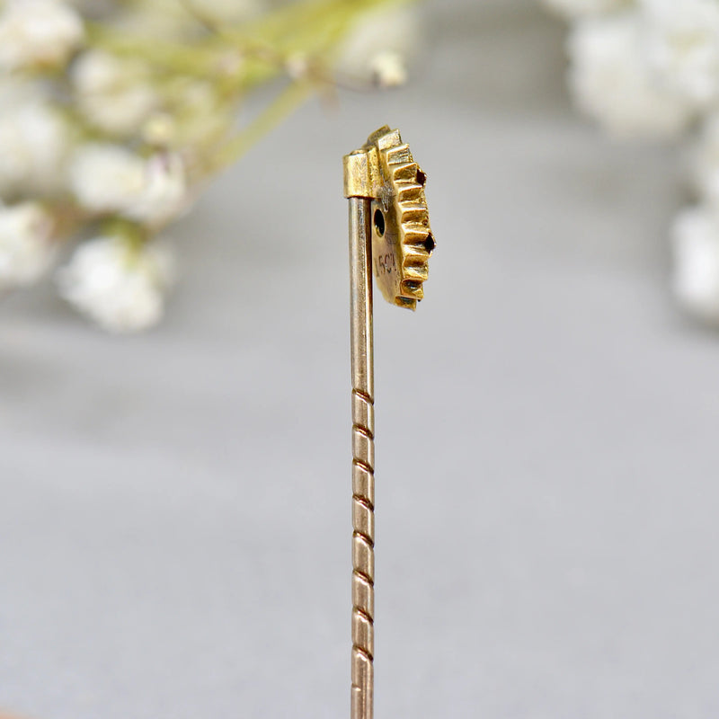 Antique Victorian Ruby 15ct/9ct Yellow Gold Stick Pin/Lapel Pin/Tie Pin
