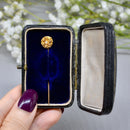 Antique Victorian 15ct/9ct Gold Textured Floral & Seed Pearl Stick Pin/Lapel Pin/Tie Pin Boxed