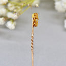 Antique Victorian 15ct/9ct Gold Textured Floral & Seed Pearl Stick Pin/Lapel Pin/Tie Pin Boxed