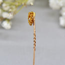 Antique Victorian 15ct/9ct Gold Textured Floral & Seed Pearl Stick Pin/Lapel Pin/Tie Pin Boxed