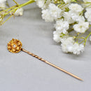 Antique Victorian 15ct/9ct Gold Textured Floral & Seed Pearl Stick Pin/Lapel Pin/Tie Pin Boxed