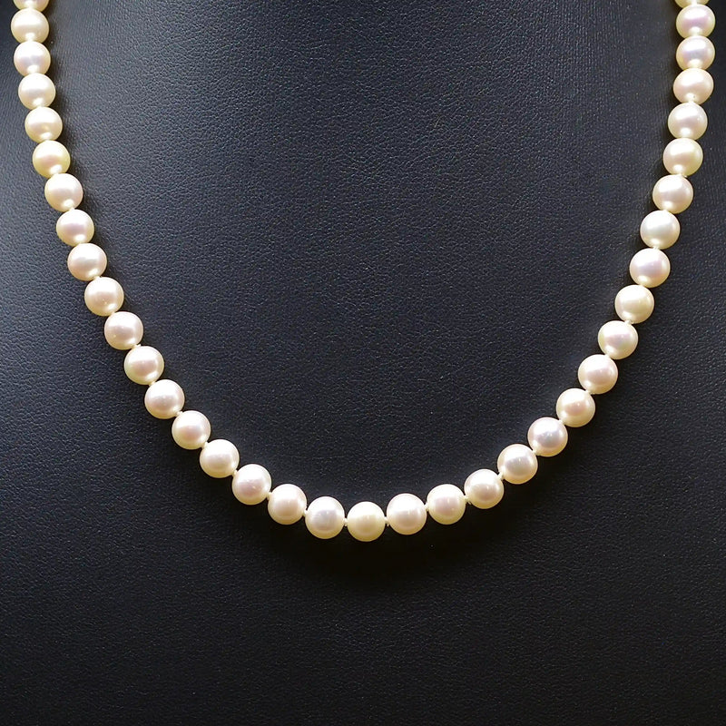 Vintage Akoya Pearl Necklace with 9ct Yellow Gold Flower Clasp (6.5–7 mm)