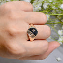 Vintage 1970s Diamond Star Signet Ring in 9ct Yellow Gold