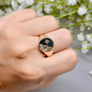 Vintage 1970s Diamond Star Signet Ring in 9ct Yellow Gold