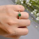 Vintage Emerald and Diamond 9ct Yellow Gold Ring