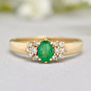 Vintage Emerald and Diamond 9ct Yellow Gold Ring