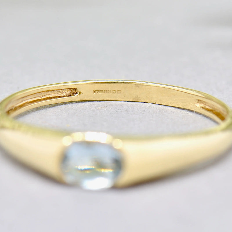 Aquamarine Flush Set 9ct Yellow Gold Stackable Band