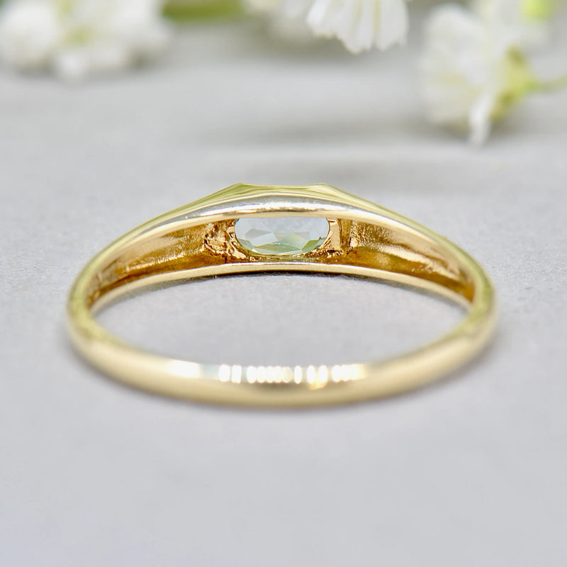 Aquamarine Flush Set 9ct Yellow Gold Stackable Band