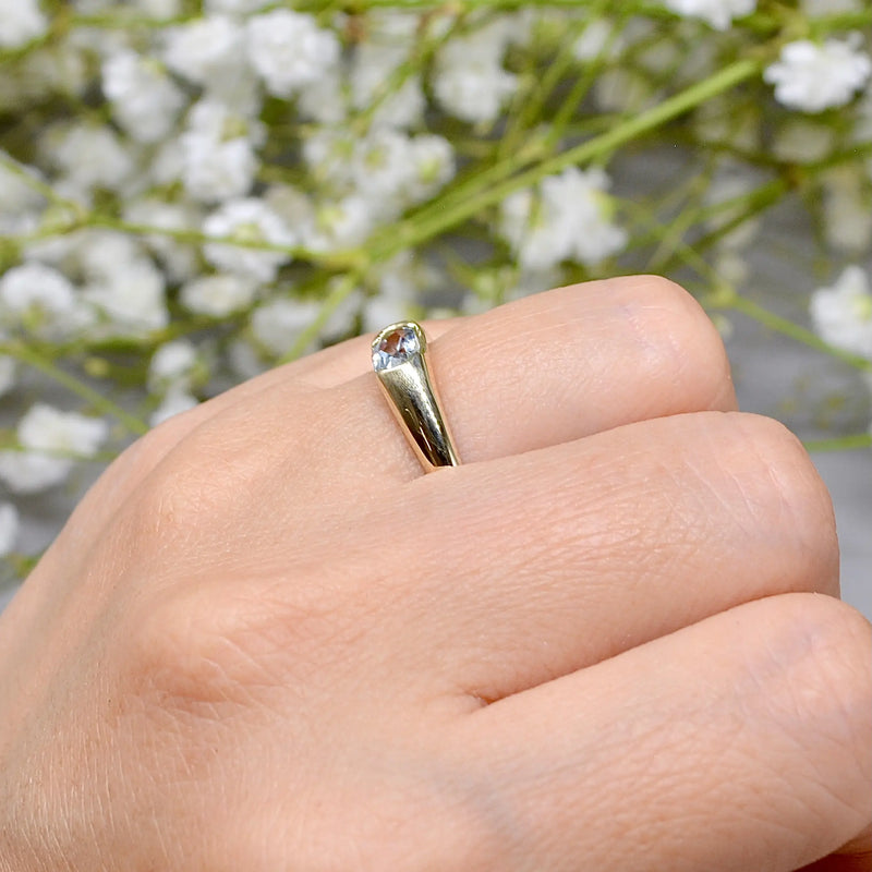 Aquamarine Flush Set 9ct Yellow Gold Stackable Band