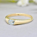 Aquamarine Flush Set 9ct Yellow Gold Stackable Band