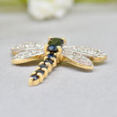 Sapphire and Diamond Dragonfly 9ct Yellow Gold Pendant
