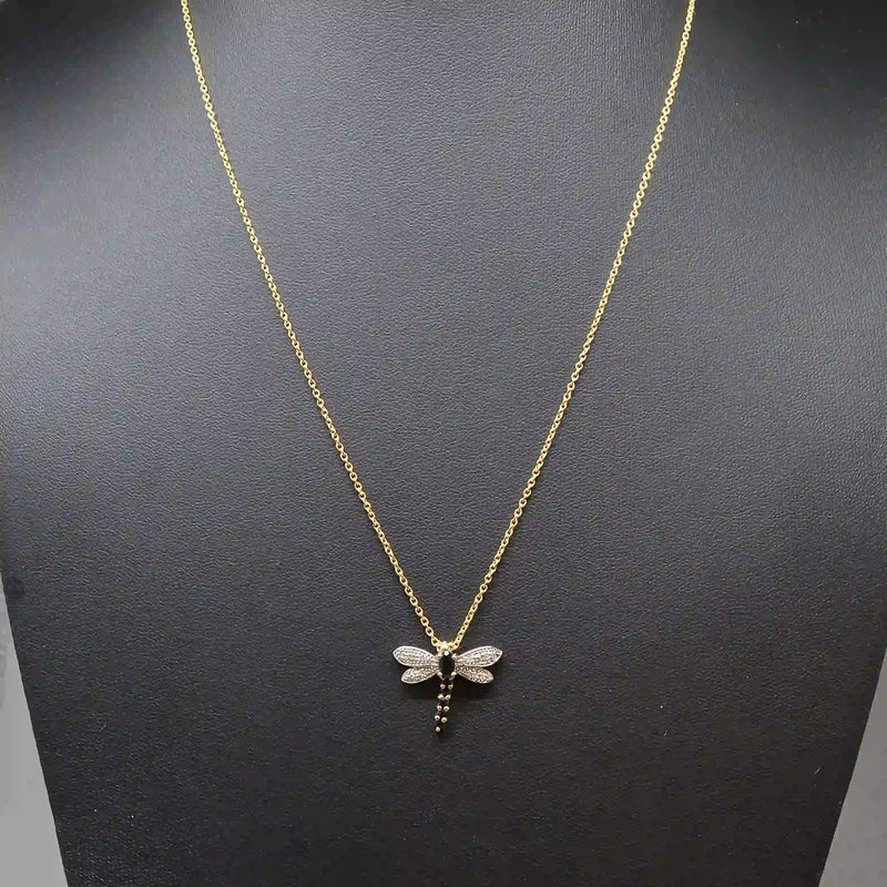 Sapphire and Diamond Dragonfly 9ct Yellow Gold Pendant