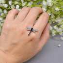 Sapphire and Diamond Dragonfly 9ct Yellow Gold Pendant