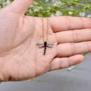 Sapphire and Diamond Dragonfly 9ct Yellow Gold Pendant