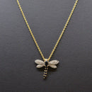 Sapphire and Diamond Dragonfly 9ct Yellow Gold Pendant
