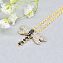 Sapphire and Diamond Dragonfly 9ct Yellow Gold Pendant