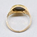 Vintage 1970s Textured Shoulders Bloodstone 9ct Yellow Gold Signet Ring
