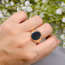 Vintage 1970s Textured Shoulders Bloodstone 9ct Yellow Gold Signet Ring