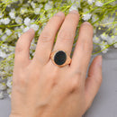 Vintage 1970s Textured Shoulders Bloodstone 9ct Yellow Gold Signet Ring