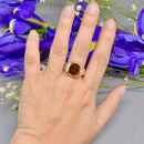 Vintage 1970s Bloodstone Engraved 9ct Yellow Gold Signet Ring