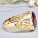 Vintage 1970s Bloodstone Engraved 9ct Yellow Gold Signet Ring