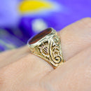 Vintage 1970s Bloodstone Engraved 9ct Yellow Gold Signet Ring