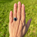 Vintage 1970s 18ct White Gold Sapphire & Diamond Halo Ring (4.79cts)