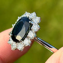 Vintage 1970s 18ct White Gold Sapphire & Diamond Halo Ring (4.79cts)