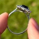 Vintage 1970s 18ct White Gold Sapphire & Diamond Halo Ring (4.79cts)