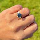Vintage 1990s Blue Sapphire and Diamond 18ct Yellow Gold Trilogy Ring (1.47ct)