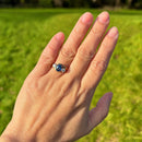 Vintage 1990s Blue Sapphire and Diamond 18ct Yellow Gold Trilogy Ring (1.47ct)