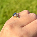 Vintage 1990s Blue Sapphire and Diamond 18ct Yellow Gold Trilogy Ring (1.47ct)