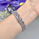 Tanzanite Sterling Silver Three-Row Illusion Set Tennis Bracelet