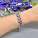 Tanzanite Sterling Silver Three-Row Illusion Set Tennis Bracelet