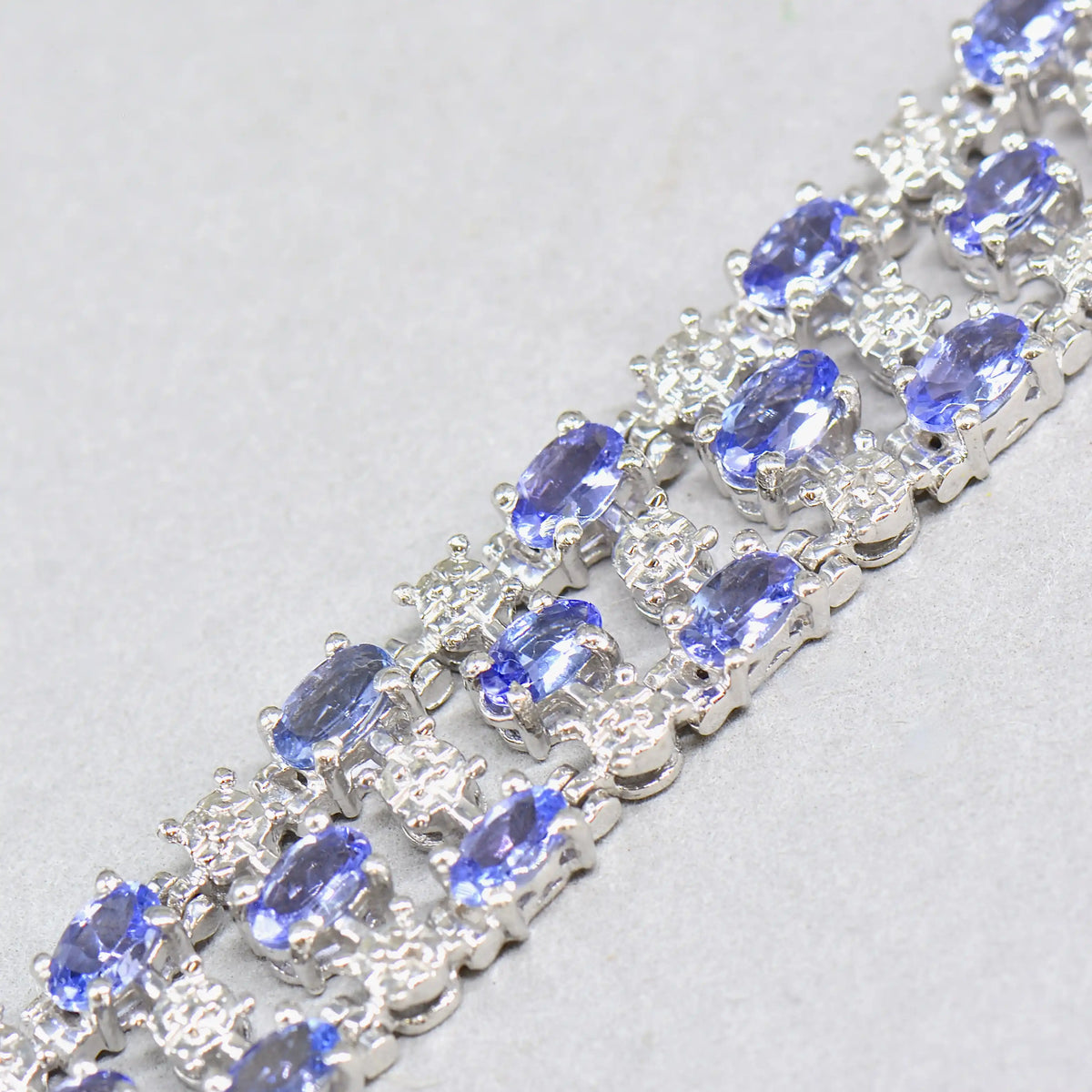 Bracelet Tennis Argent 925 Tanzanite - Taille 7 - Pierres 5 Carats - Neuf Sans Emballage