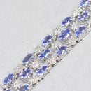 Tanzanite Sterling Silver Three-Row Illusion Set Tennis Bracelet