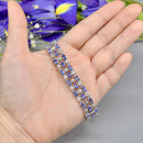 Tanzanite Sterling Silver Three-Row Illusion Set Tennis Bracelet