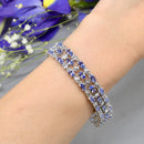 Tanzanite Sterling Silver Three-Row Illusion Set Tennis Bracelet