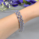 Tanzanite Sterling Silver Three-Row Illusion Set Tennis Bracelet